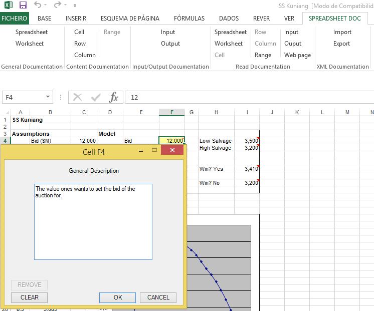 CHAPTER 3. DOCUMENTING A SPREADSHEET PROGRAM to document different things. The Cell functionality, from the group Content Documentation, can be used to document each and every cell.