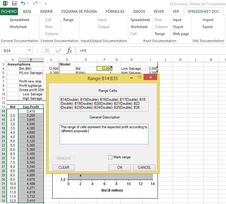 3. 2. USING SPREADSHEETDOC TO DOCUMENT A SPR EADSHEET Figure 3.4: The Range button wizard to document a range of cells. 3.2.7 Documenting an Input Cell When an end user opens a spreadsheet it is important to understand how it works.