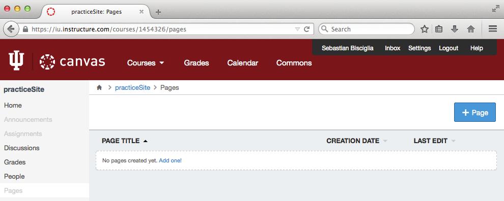 Creating a Page 1. Click on Pages in the course Navigation Pane. NB.
