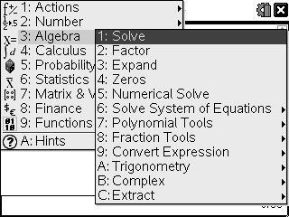 Selecting this new menu item yields two new options: Solve System of Equations and Solve System of Linear Equations.