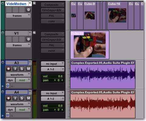 Pro Tools imports the sequence, copies any media (if the settings require copying), and displays the imported sequence within the Pro Tools session.