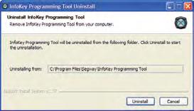 Uninstalling Complete the following steps to uninstall the InfoKey Programming Tool software.