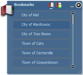 Bookmarks for all 30 municipalities located in Manitowoc County have already been created for you.