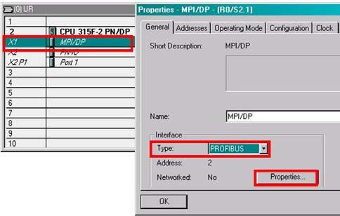 Then double-click on "MPI/DP" and select "PROFIBUS" in the following window - and