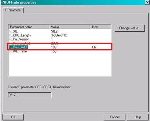 address with C6hex for drive 1 and PROFIsafe address with
