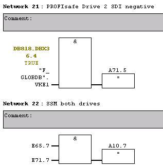 FB1 Drive 2 12. Network 21: The fail-safe VKE1 is interconnected to A71.