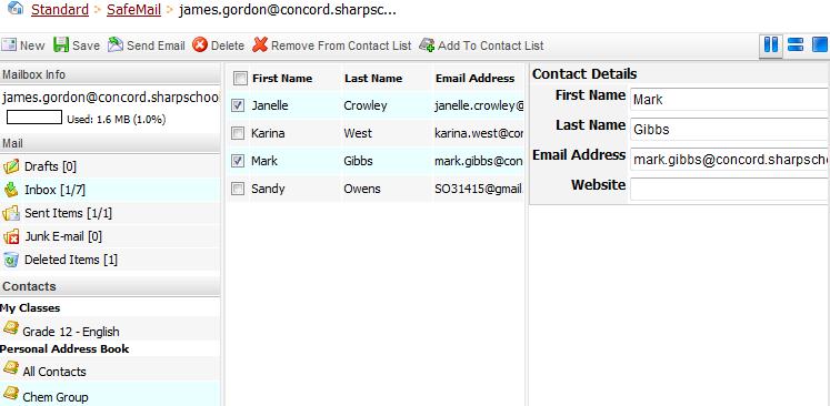 e. Removing Users from a Contact List To remove users from a contact list, first click on the contact list and then place a