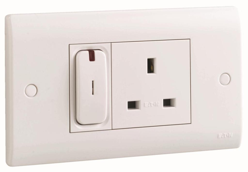 PREMERA MIX - Combinations Example shows a secure switched socket outlet