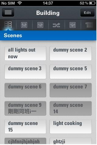 Creation of Scene Function On this screen scenes can easily be created or amended Scenes can