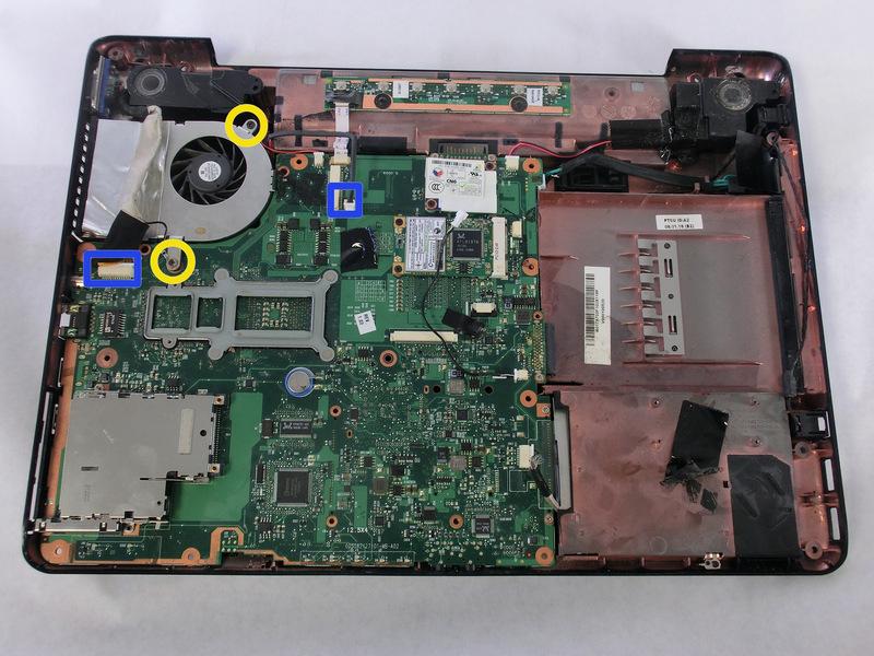 Toshiba Satellite A210 Motherboard Replacement Step 15 Unfasten the two
