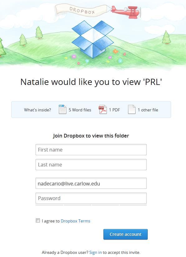 Dropbox File Sharing If invited user does not