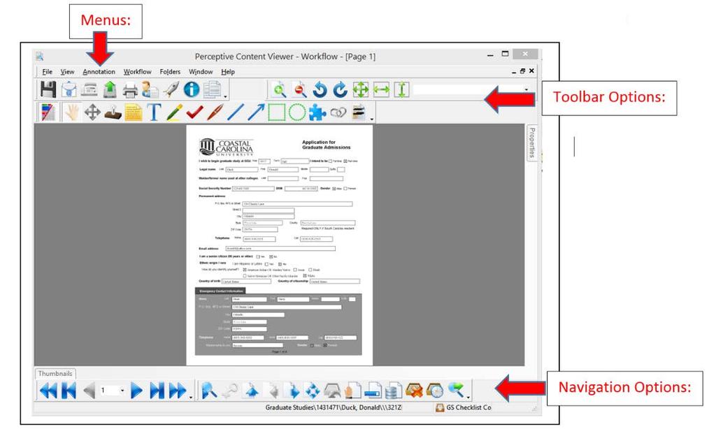Application Evaluation Common to all Committee Roles Documents open inside the Perceptive Content Viewer: You may hover your cursor over a Perceptive Content icon to display a short explanation of