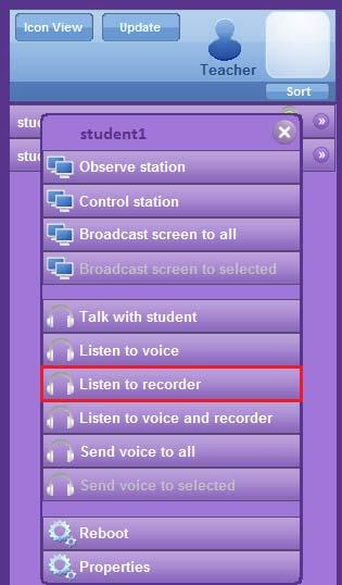 29 Maro Multimediaal Listen to Student s Recorder Listen to the student s recorder ReRec has to be active on the student s station.