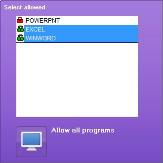 Block the programs Click on the Allow only selected programs in student stations icon to block all other programs.