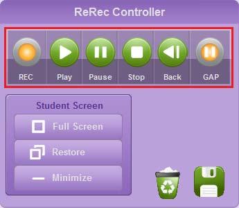 48 Maro Multimediaal Using Digital Files Digital Audio Video (ReRec) Controlling Students Recorders Open ReRec Controller Click on the green icon to open the ReRec Controller and ReRec Recorder in