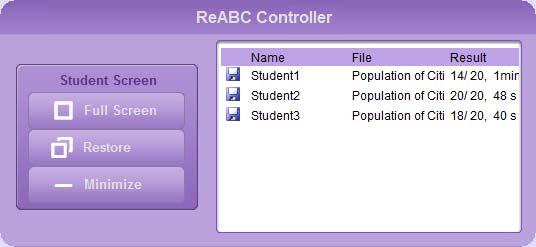 57 Maro Multimediaal Automatic Tests (ReABC) Controlling Students ABC Programs Open ReABC Controller Click on the green icon to open the ReABC Controller and the ReABC Programs in the selected