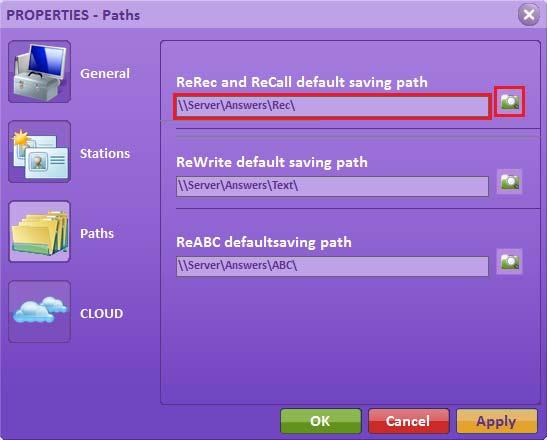 69 Maro Multimediaal Paths Warning Open properties window It is advisable not to change the settings of the software. Changing the settings could negatively affect the use of the software!