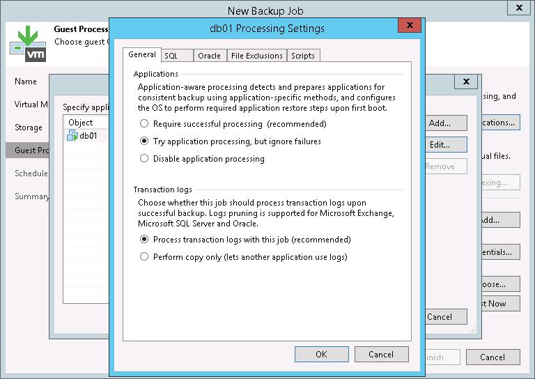 Procedure Step 1. Configure the backup job for a Microsoft SQL VM 1. In Veeam Backup & Replication, configure a backup job that processes a Microsoft SQL Server VM.