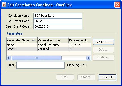 Chapter 2: Creating and Managing Conditions Figure 2-1: Create Correlation Condition Select the Condition from which you want to create a new Condition, and then click Edit.