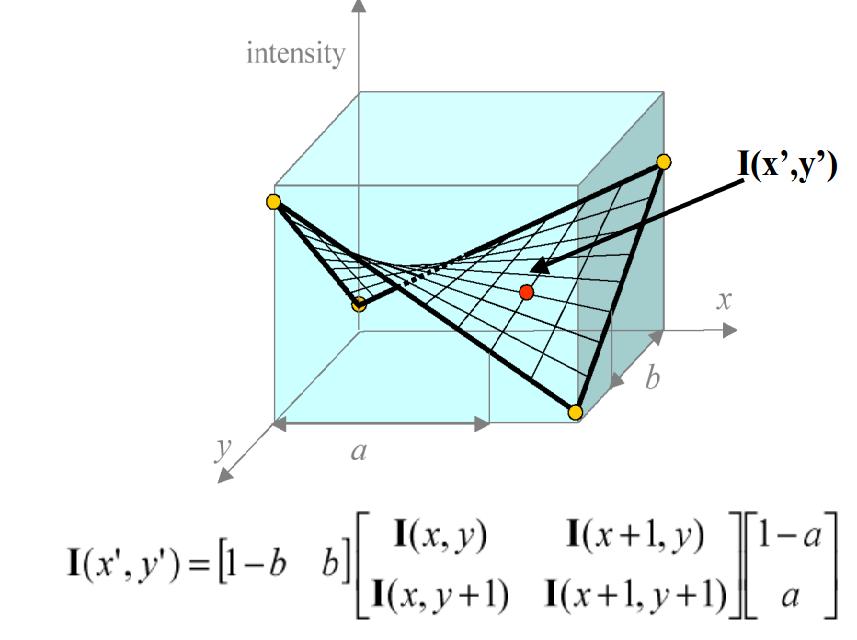 Bi-Linear Interpolation For fractional position pixel value: Matlab: im= bilinearinterpolation(im,