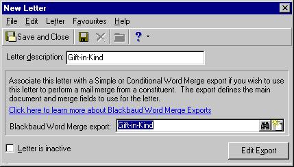 M AIL MERGE WITH MICROSOFT WORD 109 12. On the toolbar, click Save. The Save Export As screen appears. When you save your export file, you can use it with future letters. 13.