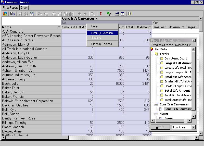 158 CHAPTER 3 You can use the filters drop area to filter the entire pivot report. When you select an item in the filter field drop-down list, the report displays data for that item only.