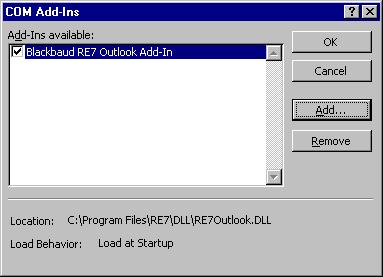 M ICROSOFT OUTLOOK INTEGRATION 179 4. Click COM Add-Ins. The COM Add-Ins screen appears. 5.