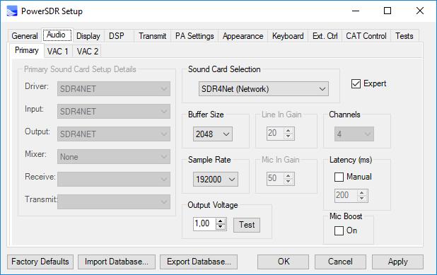 settings for Pi SDR IQ Plus according to this screen Here are the audio tab setup settings for Pi SDR IQ