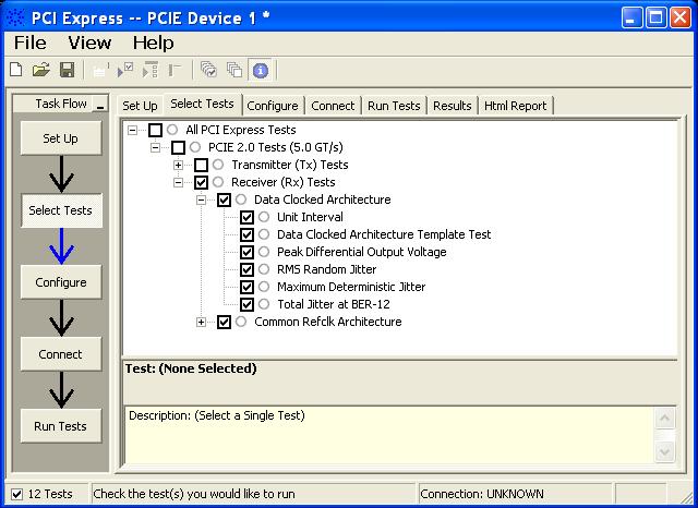 Receiver (Rx) Tests, 5.0 GT/s, PCI-E 2.0 17 Running Receiver Tests Start the automated testing application as described in Starting the PCI Express Automated Test Application" on page 22.