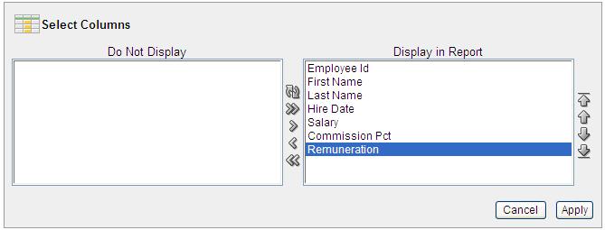 Editing the Employees Report Previewing the Page To preview the page, in the upper right corner, click the icon Run Page. The Remuneration column does not appear.