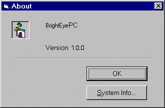 BrightEye PC Control Application Software Help Pulldown Menus The Help pulldown menu includes the Contents and the About sections.