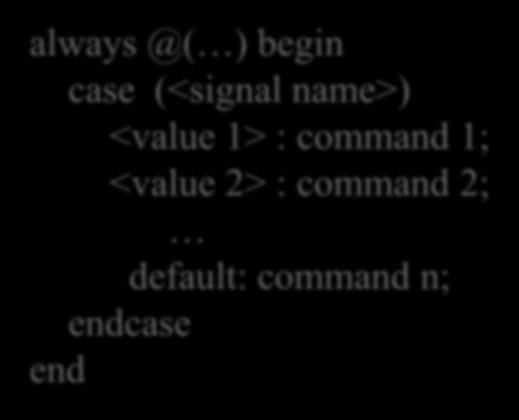 If else versus case commands These commands can be used inside always blocks only.
