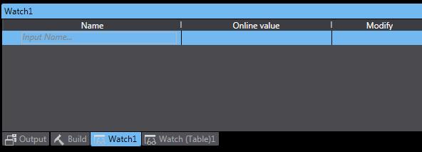 To create the Watch Table, click on the eyeglasses icon on the toolbar, at the