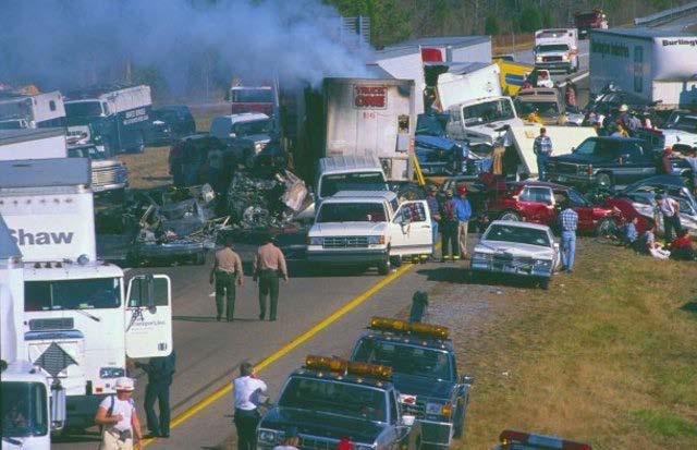 There s Autonomous Vehicles 1991: Tennessee has one of the largest multi-vehicle accidents in US history And there s Connected Roadways 99 cars and trucks collided on a foggy stretch of I-75 in