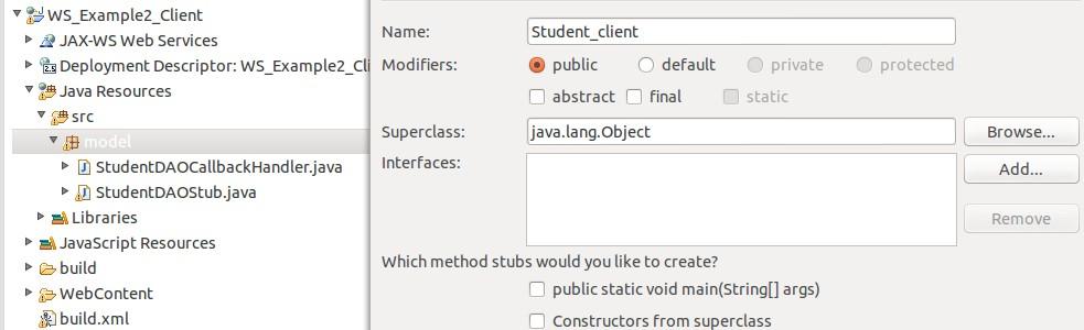 Create a class Student_client to call method package model; import java.rmi.