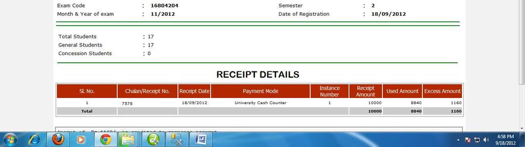 Once receipt is submitted a successfully registered page will appear along