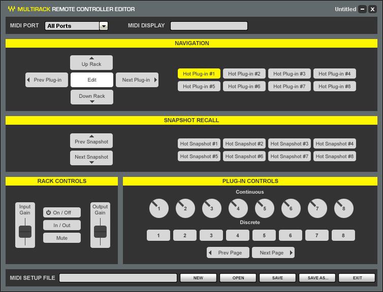 Assigning Hardware Control with the Remote Controller Editor Use the Remote Controller Editor to map relationships between hardware MIDI controllers and numerous MultiRack functions.