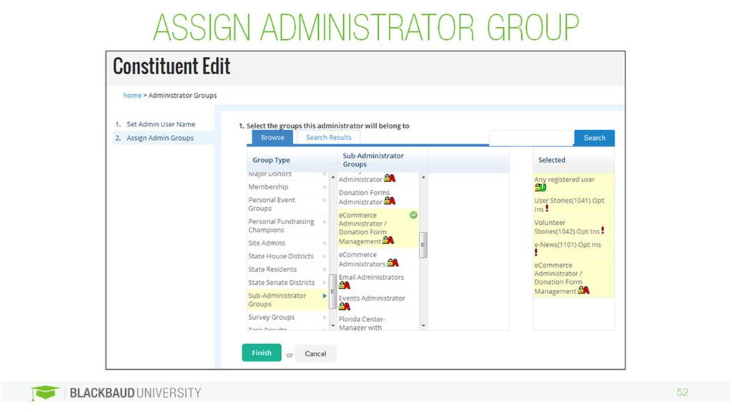 Assign the administrator account to an admin