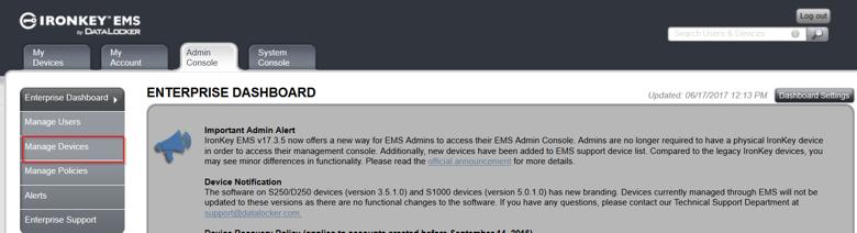 Section 3: managing Users and Devices This section describes how to access EMS User management and Device management profile pages within the EMS console.