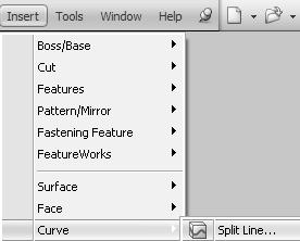 11. Rename the sketch in the FeatureManager design tree and call it Split Line.