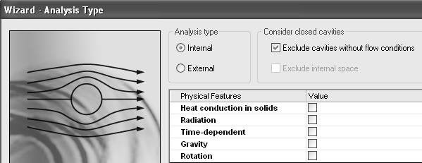 Select Flow Simulation>>Project>>Wizard to create a new Flow Simulation project. Create a new figuration named Flat Plate Boundary Layer Study.