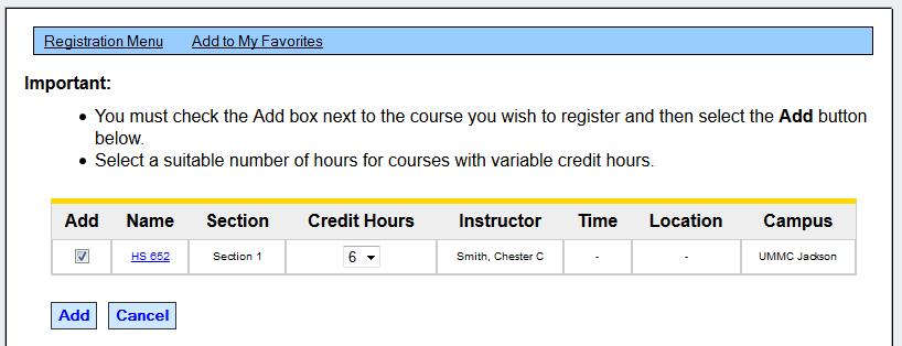 your program A variable credit course will have a drop-down on the Credit