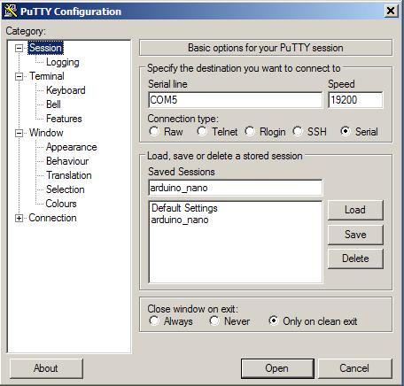 as shown in the screen below: This is the bare minimum required to get PuTTY to work with utile.