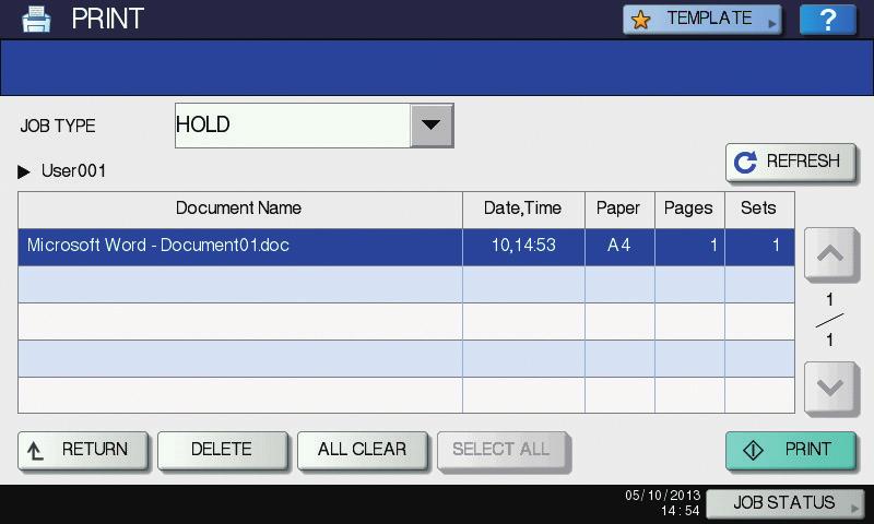 Chapter 5 ADVANCED FUNCTIONS COPY FAX SCAN e-filing PRINT Printing only allowed data set on the control panel The procedure for printing only allowed data set on the control panel is as follows.