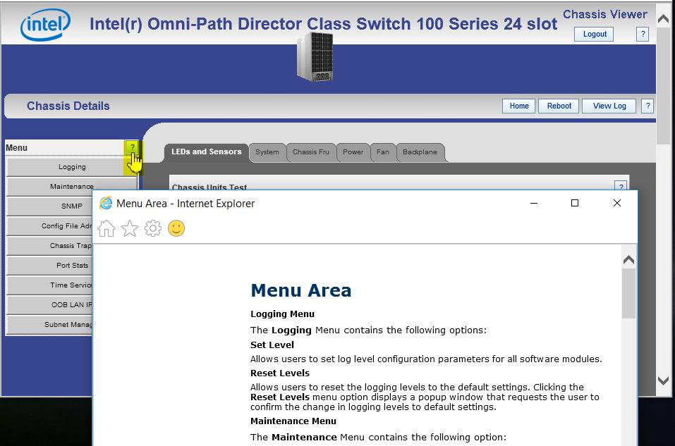 Using Toolbar Commands Intel Omni-Path Fabric 4.0 Using Toolbar Commands Chassis Viewer provides two levels of toolbars. Buttons may vary according to configuration and the selected component.
