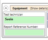 2.8 Test Technician and report identifier Enter the name of the person doing the test. More than one name can be entered in this text entry area.