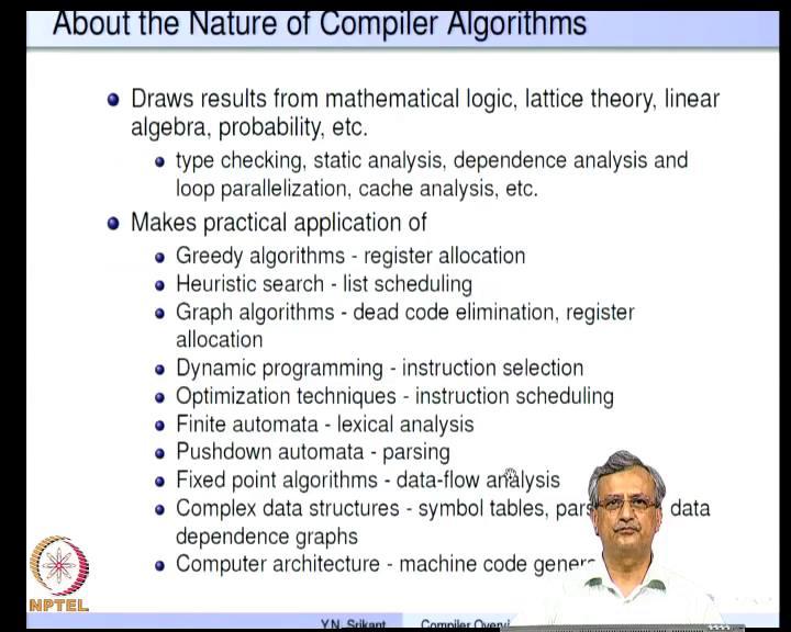 (Refer Slide Time: 07:42) So now, let us look at the type of algorithms which are used inside a compiler and see and let me show you how we require many types of algorithms here.
