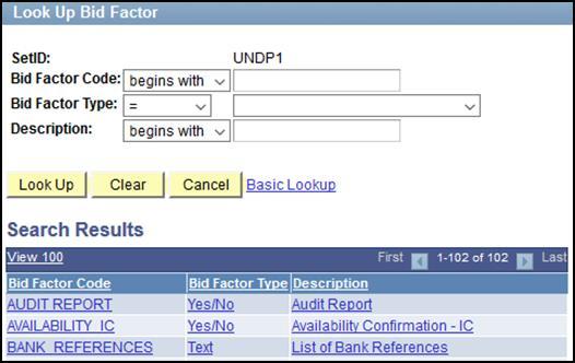 If you wish to remove any of these bid factors, you may do so by clicking on the minus sign next to the bid factor To add new Bid Factors, click on the plus sign next to an existing bid factor.