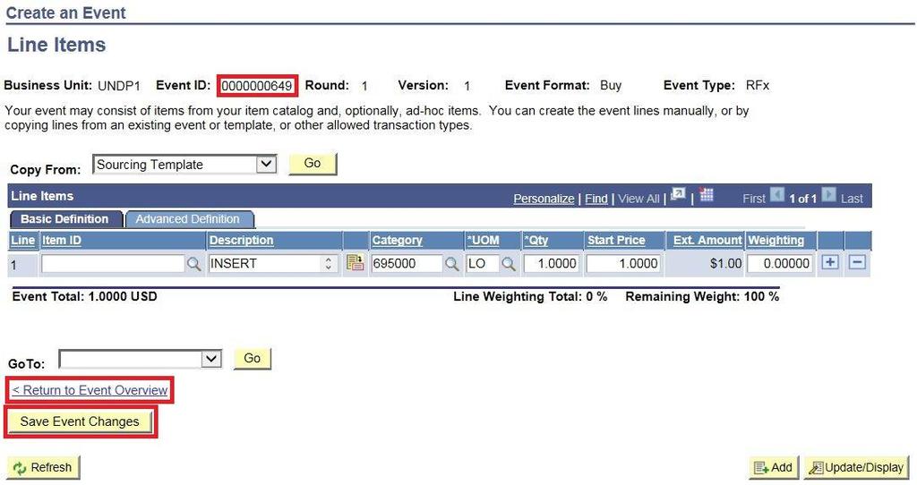4.5 Create an Event from a Template 5 Once you have copied line items from a template, click on Return to Event Overview.