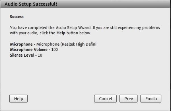 If you don t hear your recording, click on the Prev button and select a different microphone. Click Next and repeat the test.